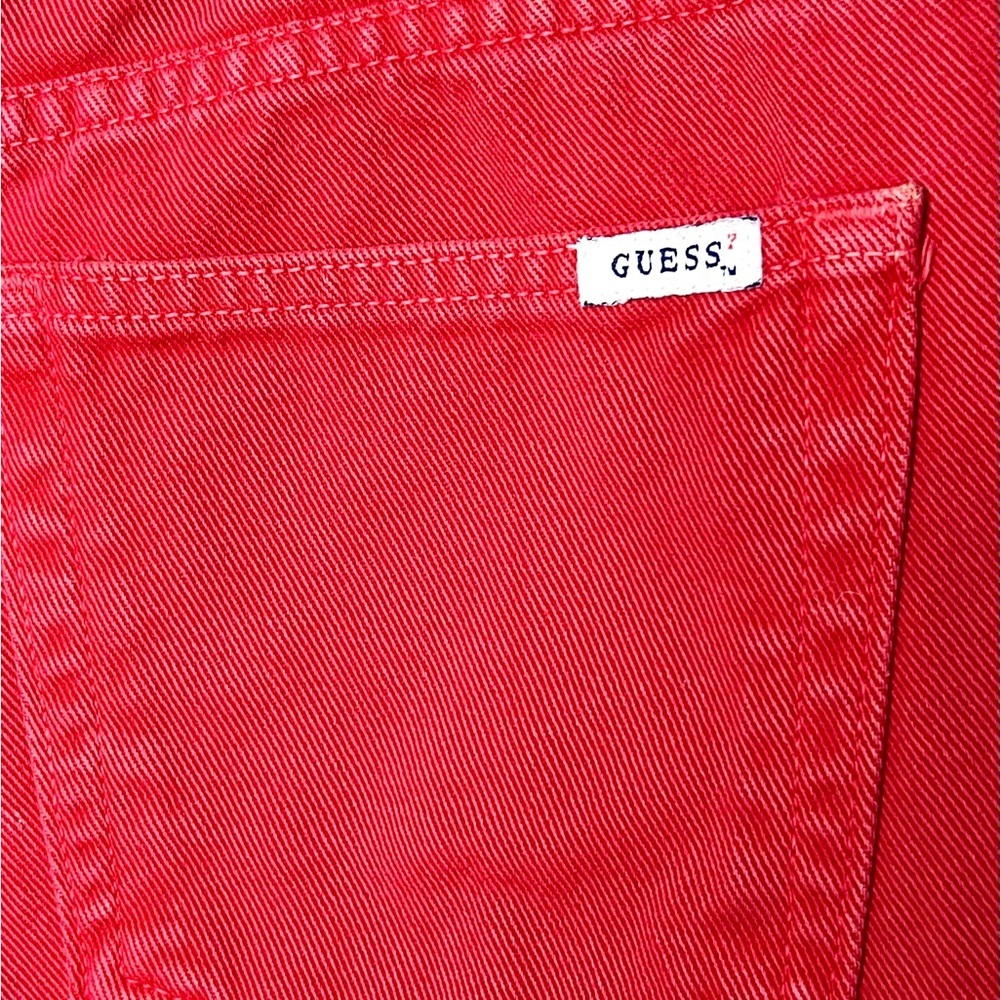 Guess 90s Red High Rise Canvas Jeans Made In USA Women’s 32 - Picture 9 of 13